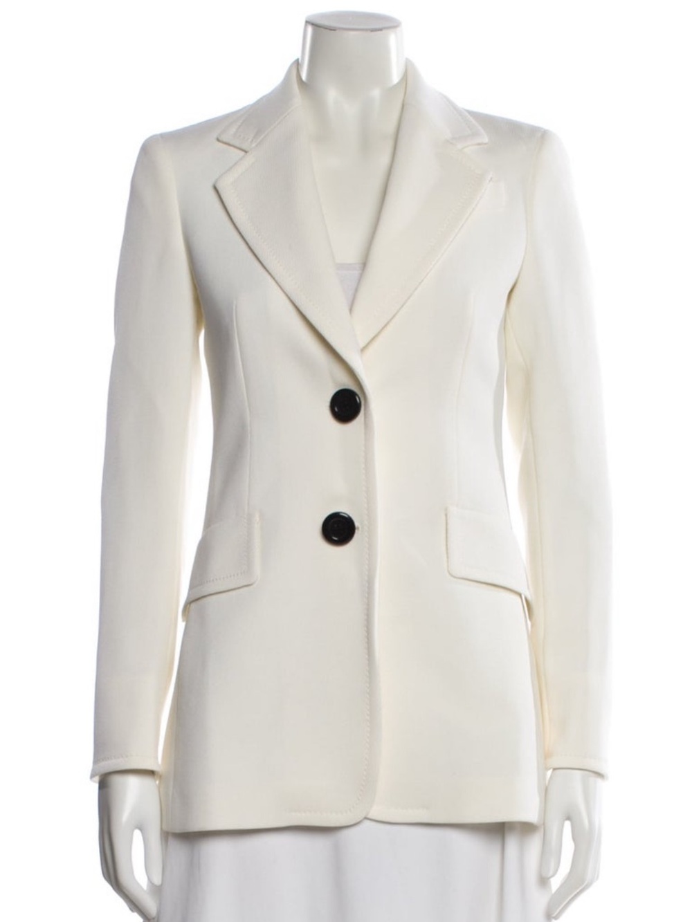 Akris Punto - Virgin Wool Gabardine, Cream Two-Button Tailored Blazer